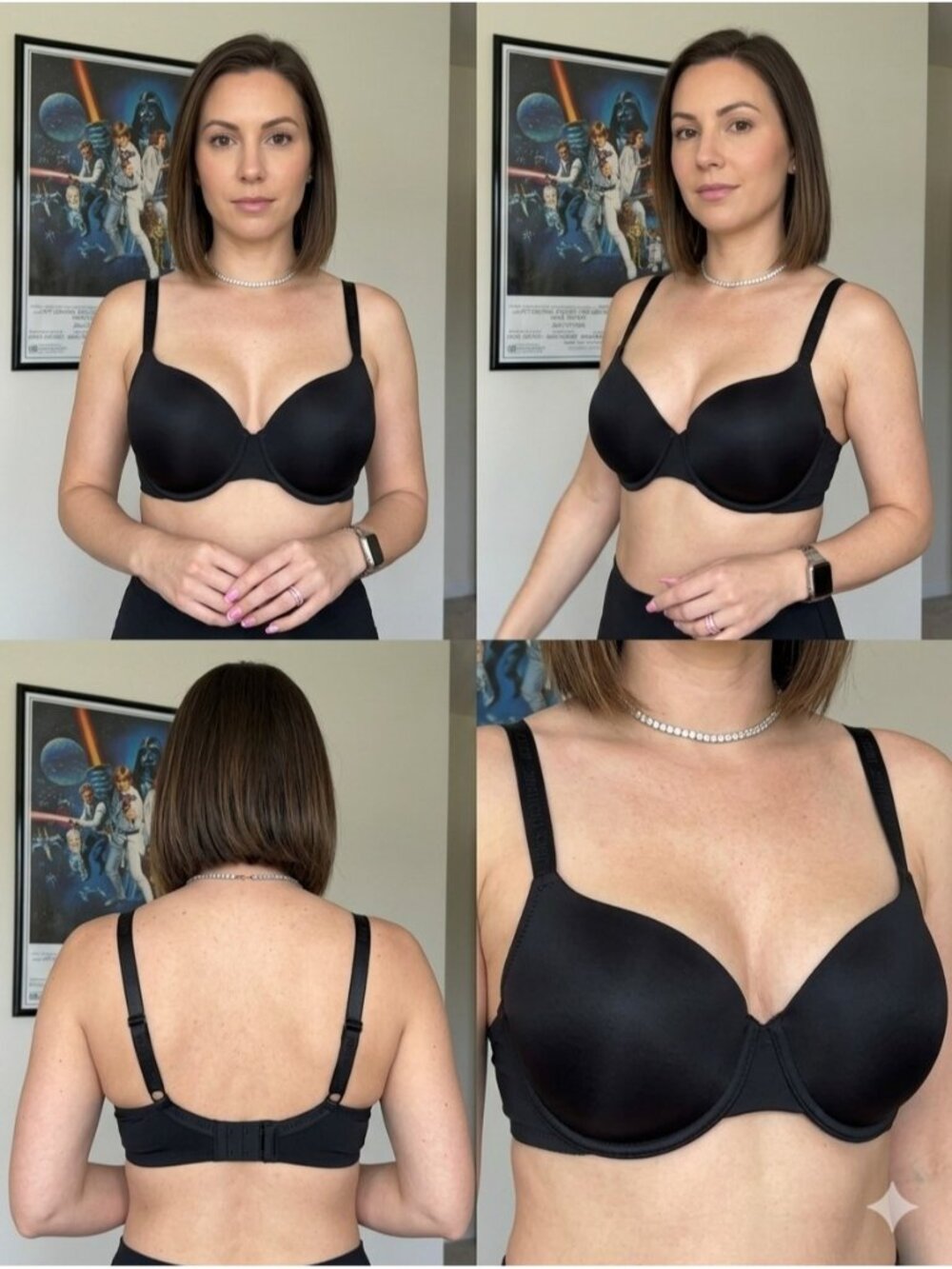 Juicy Couture Intimates Black Demi T-Shirt Bra Underwire Solid Comfort 40D